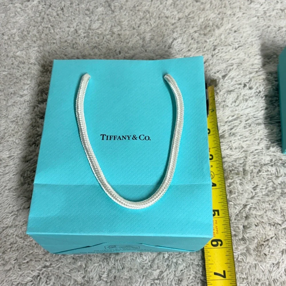 Tiffany & Co Blue Small Shopping Bag and Jewelry Gift Box Set with Ribbon